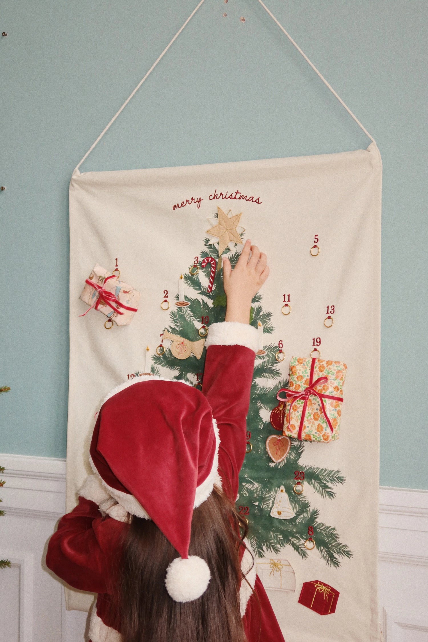 Vestido Clássico de Natal — Veludo Vermelho | Konges Sløjd