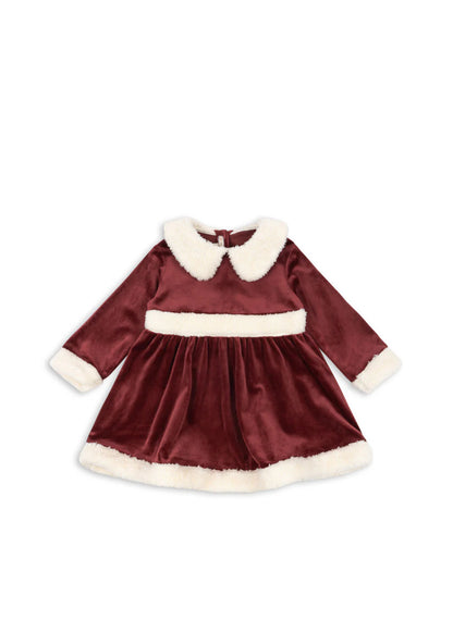 Vestido Clássico de Natal — Veludo Vermelho | Konges Sløjd