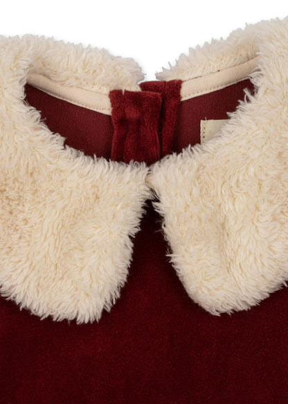 Vestido Clássico de Natal — Veludo Vermelho | Konges Sløjd