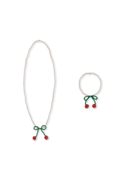 Conjunto Colar e Pulseira - Cherry Bow