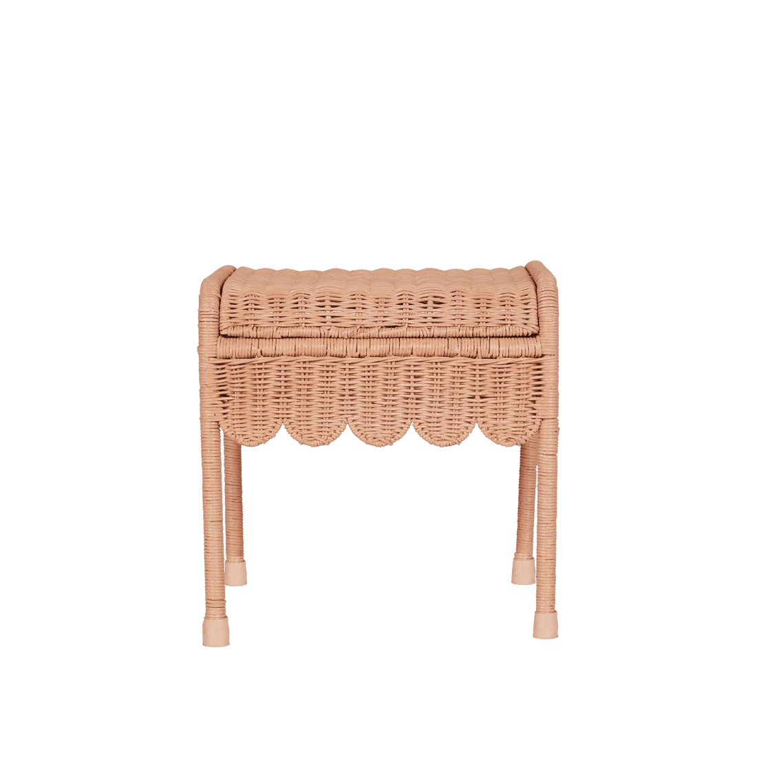 Olli Ella Petal Storie Stool Seashell Pink | Banco com Arrumação em Rattan