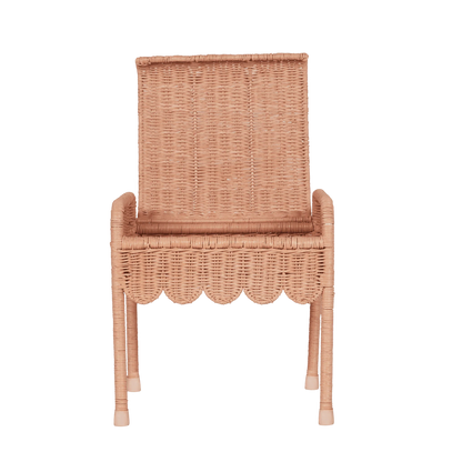 Olli Ella Petal Storie Stool Seashell Pink | Taburete de Almacenamiento de Ratán