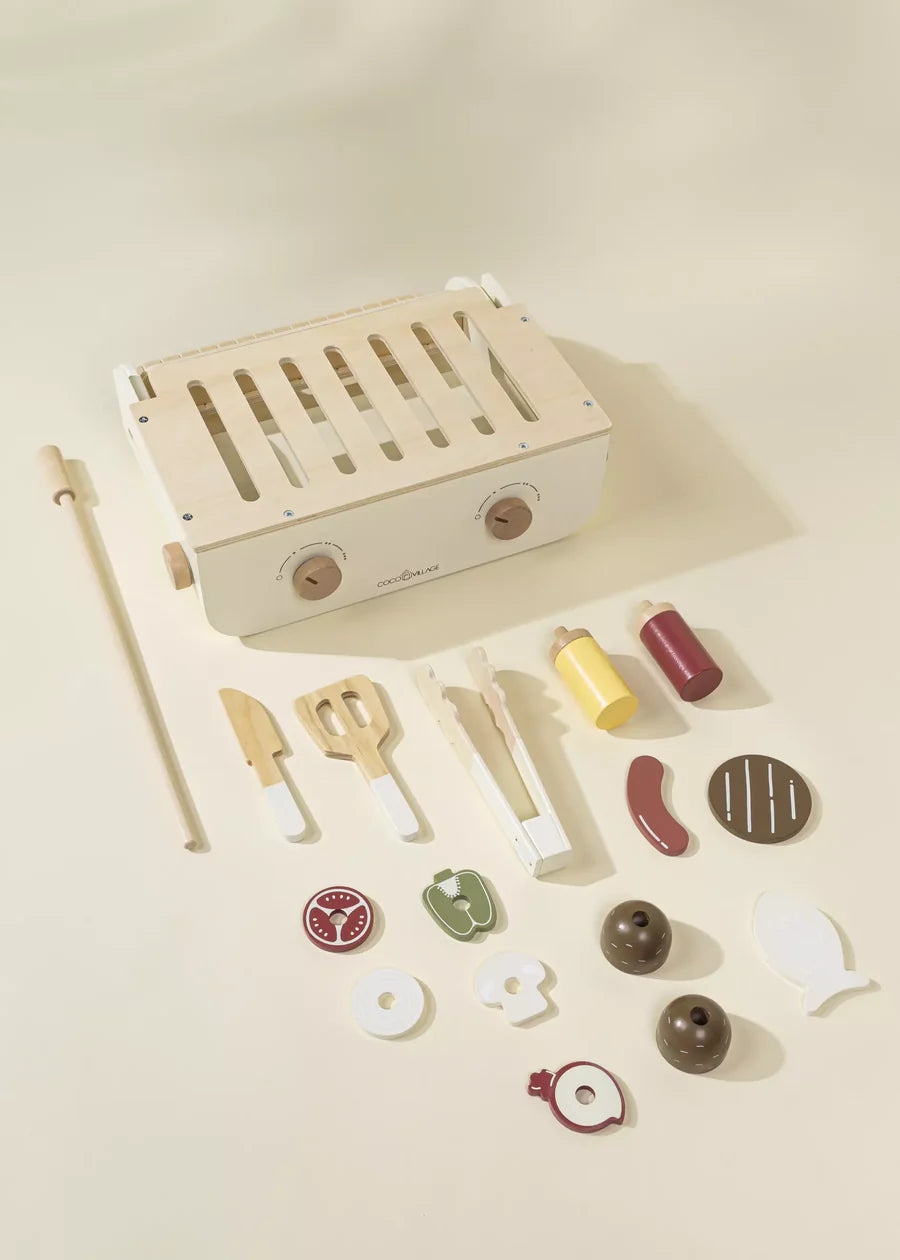 Conjunto de barbacoa de madera