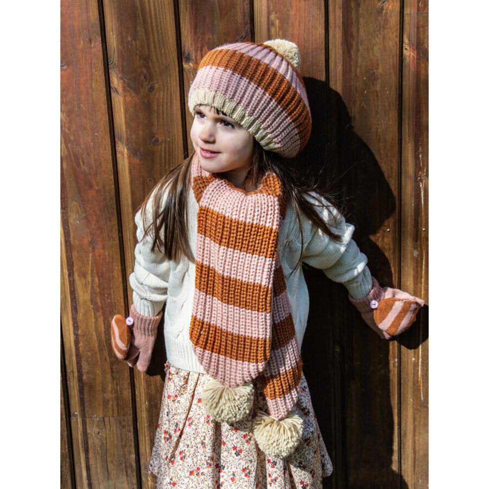 Gorro riscas rosa