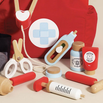 Vintage Wooden Medical Kit – Pretend Play Game