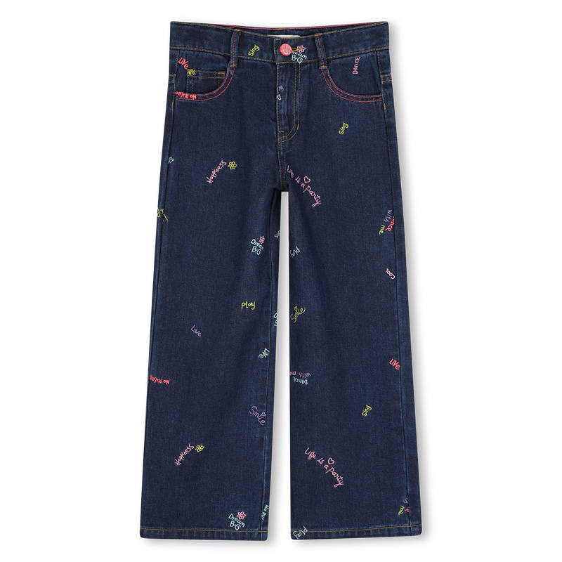 Calças de Ganga com Bordados Multicolor BILLIEBLUSH
