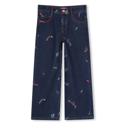 Calças de Ganga com Bordados Multicolor BILLIEBLUSH