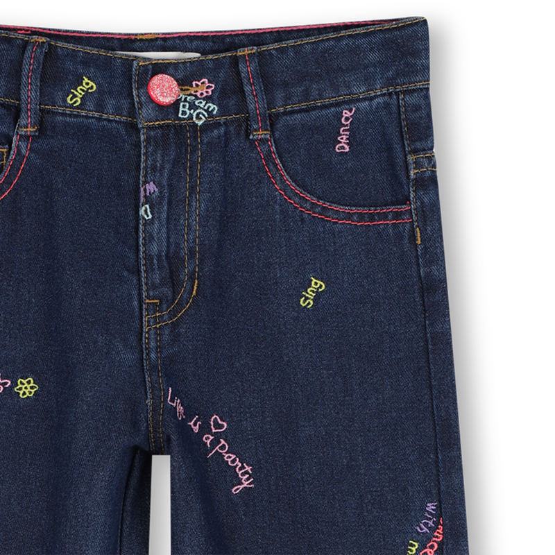Calças de Ganga com Bordados Multicolor BILLIEBLUSH