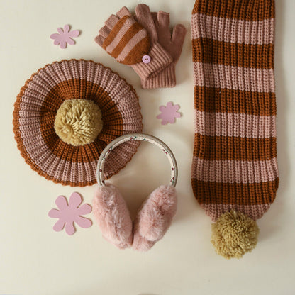 Gorro riscas rosa