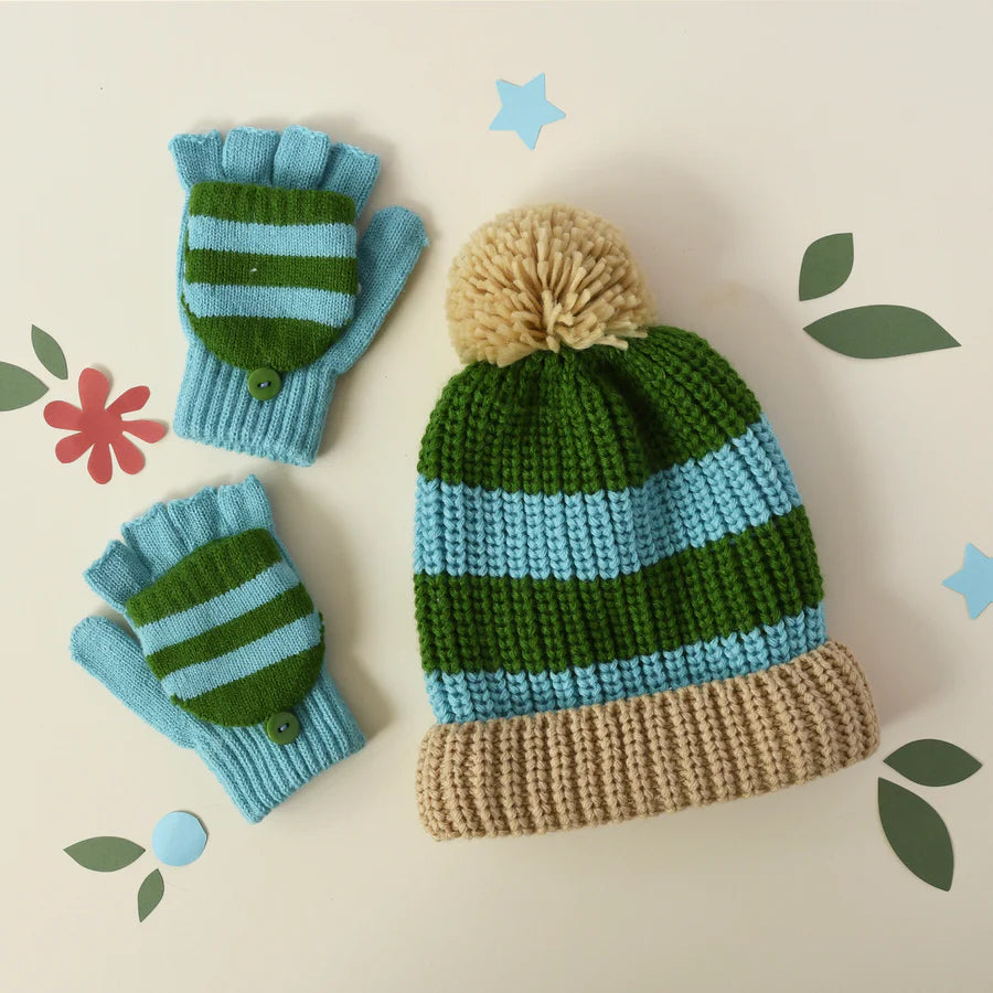 Gorro riscas verde