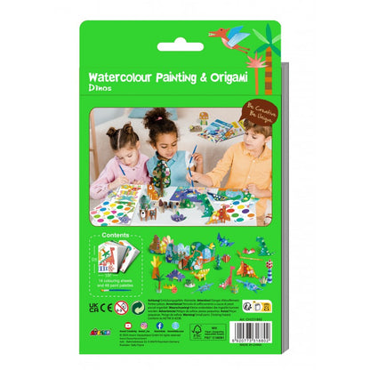 Kit de pintura en acuarela y origami - Dinosaurios