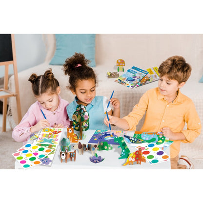 Kit de pintura en acuarela y origami - Dinosaurios