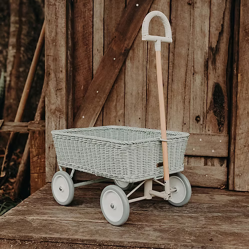 Carrinho em Rattan Olli Ella – Wonder Wagon Vintage Blue
