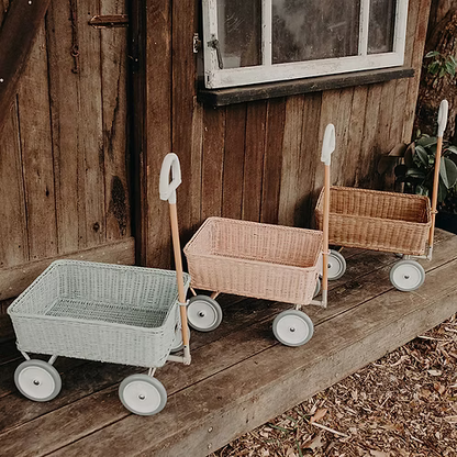 Carrinho em Rattan Olli Ella – Wonder Wagon Vintage Blue