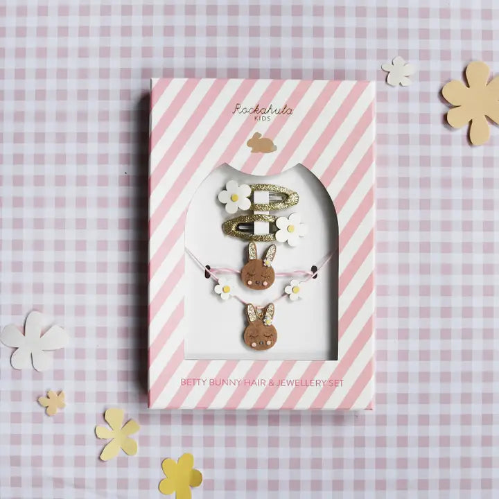 Conjunto de Ganchos e Colar Betty Bunny