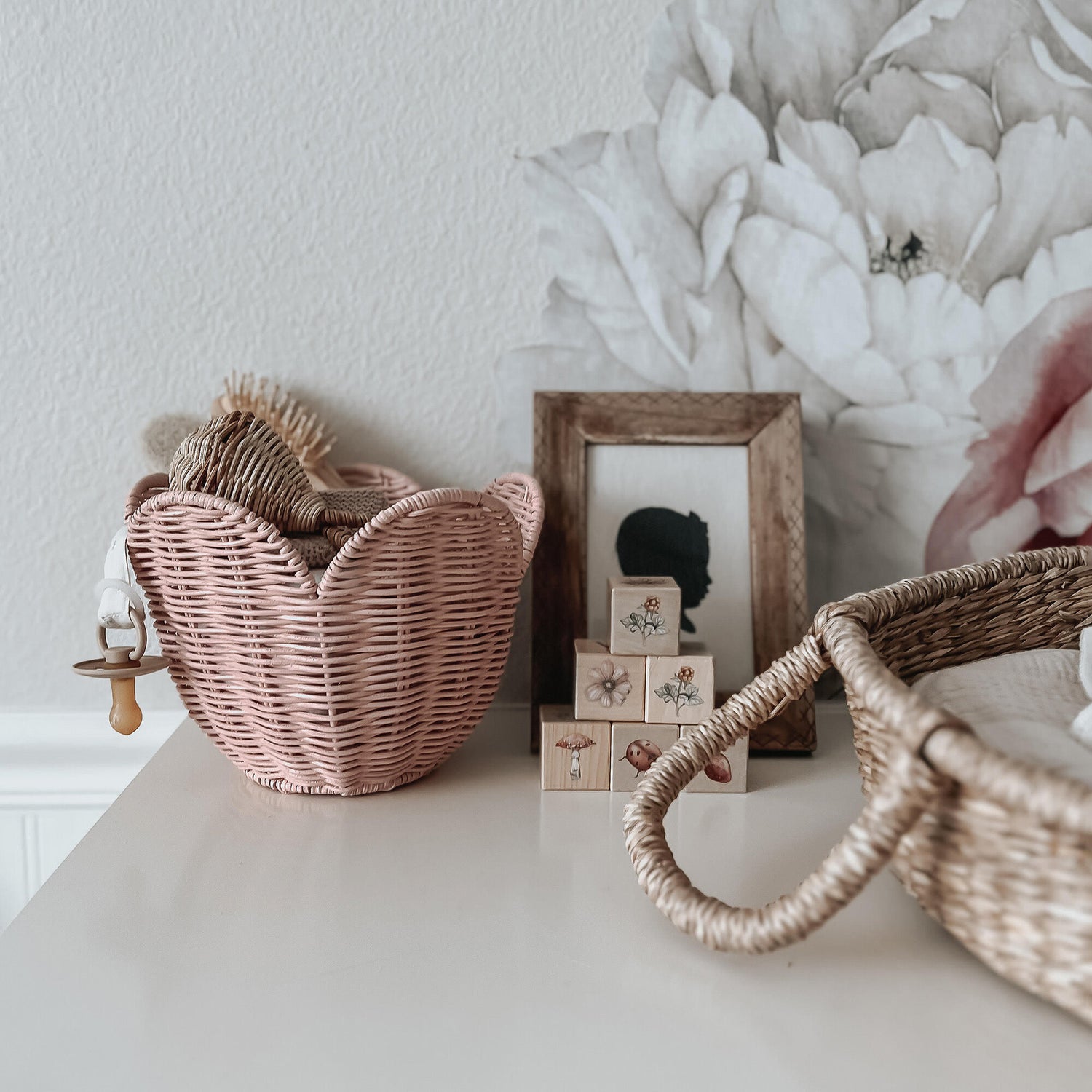 Conjunto de Cestos em Rattan Lily – Blush
