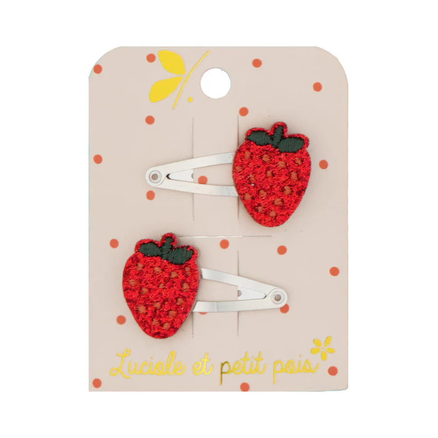 Mini ganchos de cabelo Morangos