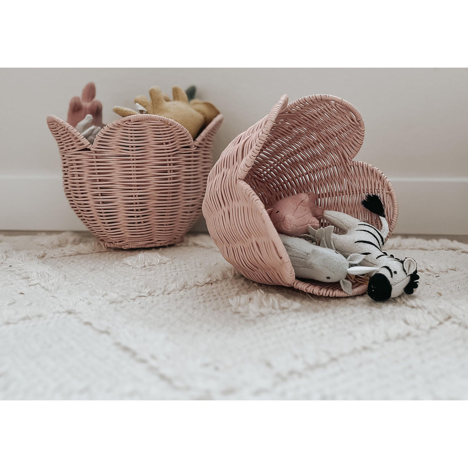 Conjunto de Cestos em Rattan Lily – Blush