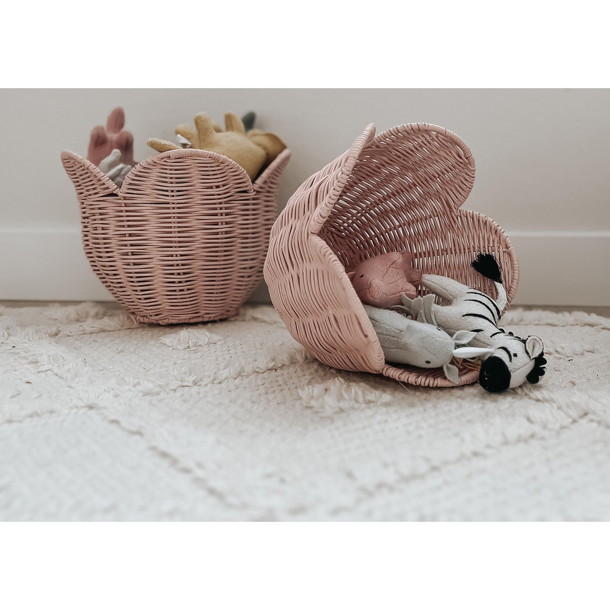 Conjunto de Cestos em Rattan Lily – Blush