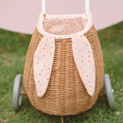 Olli Ella – Rattan Bunny Luggy com Forro