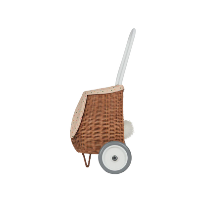Olli Ella – Rattan Bunny Luggy com Forro