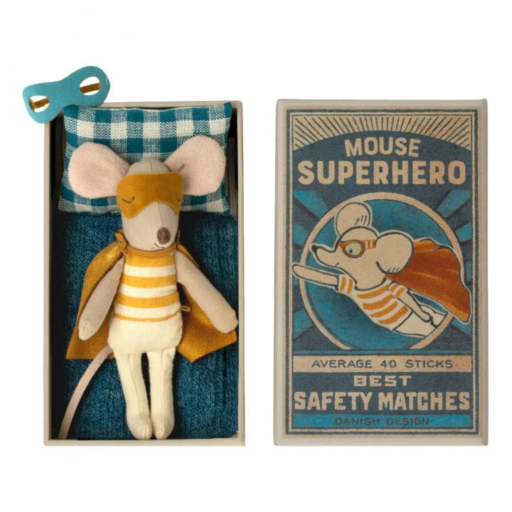 Superhero Mouse in a Maileg Matchbox